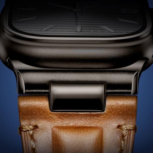 Image of Leather Band for Apple Watch Ultra 3 /Ultra 2 Bands 49mm 46mm 45mm 44mm, Top Genuine Leather Designer Replacement Strap for iWatch Ultra 3 2 1 SE series 11 10 9 8 7 6 5 4 3