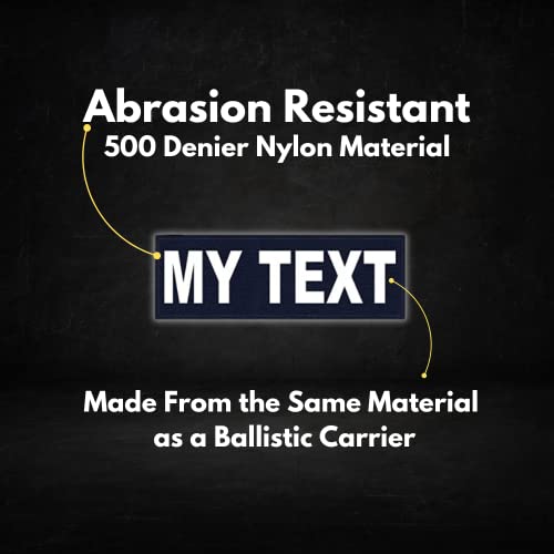 Custom Hook & Loop Patches, Tactical ID Police Patch for Vest, Sheriff, Security, Molle, Military, Backpack, Duty Bag, K9 Dog Harness, Morale (8.5 x 3, Navy Blue)