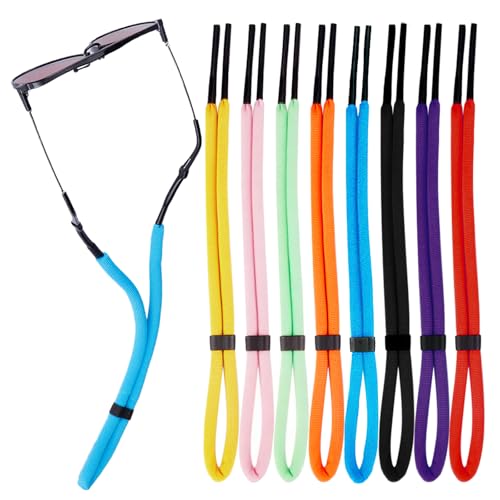 DMwespe 8 Pcs Floating Sunglasses Straps Buoyant Glasses Retainer for Water Universal Adjustable Floatable Eyewear Lanyard for Boating Kayaking Fishing Paddleboarding Beach Lake Pool
