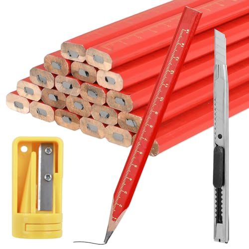Wresetly 36 Stück Zimmermannsbleistifte - 17,8cm Achteckig Flach Für Holzbearbeitung