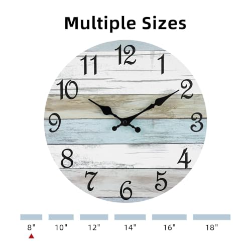 Image of CHYLIN Wall Clock Non-Ticking Battery Operated Silent Rustic Coastal