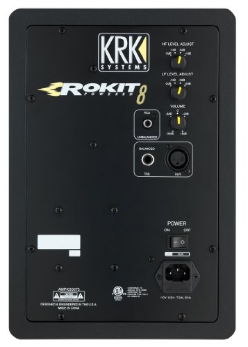 KRK Rokit 8 G3 Studio Monitor Speaker Bundle with Two Monitors, Stands, XLR Cables, and Austin Bazaar Polishing Cloth