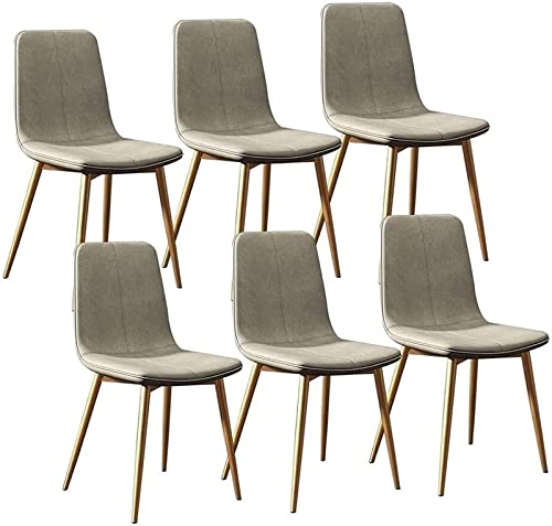SJIALEN Modern Kitchen Chairs Set of 6, for Living Room Bedroom Office Lounge Dining Chairs with Metal Legs PU Leather Backrests Seat Kitchen Chair (Color : Beige, Size : 43x40x86cm)