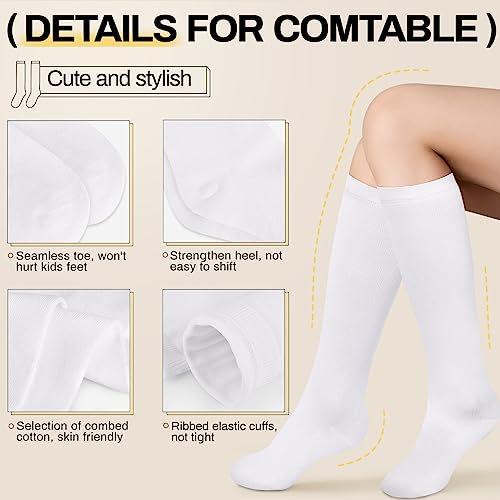 4 Pairs Knee High Socks for Girls Knit School Uniform Socks Seamless Toe Over The Knee Socks for Girls Boys Kids3