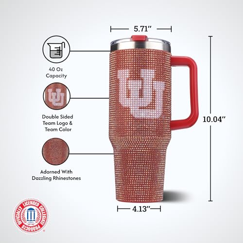 Image of The Memory Company Officially Licensed 40oz TC Bling Game Day Tumbler with Vintage Logo, University of Utah