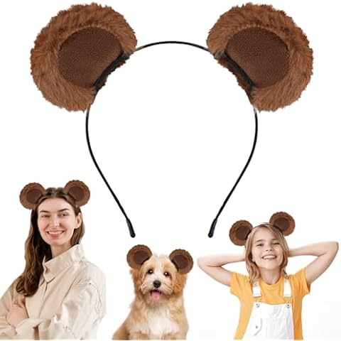 Tyqour Movable Brown Bear Ears Headband Cover