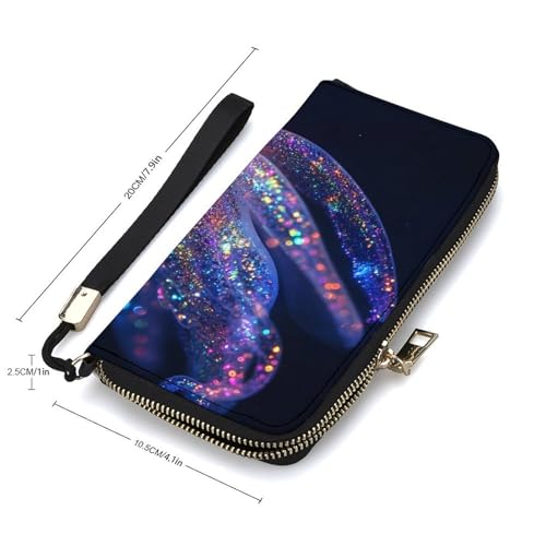 Glitter Squid Clutch Wallet Wristlet Long Handbag PU Leather with Card Slots Cash Coin Pocket for Women Men2