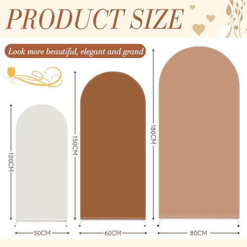VitalCozy Set of 3 Wedding Arch Cover 4ft, 5ft, 6ft Fabric Arch Backdrop Cover Double Sided Fitted Spandex for Baby Shower Birthday Party Decoration, Frame Not Included(Dirty Orange Series) by VitalCozy - Image 2
