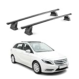 OMAC Barres de Toit transversales en Acier pour Mercedes Classe B W246 2012 2018 – TÜV/DIN 75302:2019 – Antivol Inclus – Rainure en T (Accessoires) – Charge Max 75 kg – 2 Barres – Noir