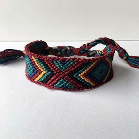 ANGYANG Woven Bracelet,Brazilian Multicolor Cord Tassel Handmade Woven Wide Burgundy Red Adjustable Charm Bracelets Bohemian Jewelry Friendship Gift For Boy Girl Couples Men Women Cover