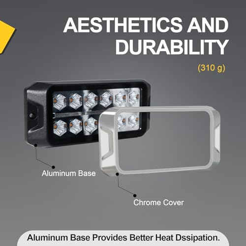 Agrieyes 2 in 1 Amber Strobe Lights, with White Position Light, 12W Surface Mount Flashing Lights for Vehicles, LED Emergency Lights for Trucks, Constrution, Rescue, Ambulance - Thumbnail 3