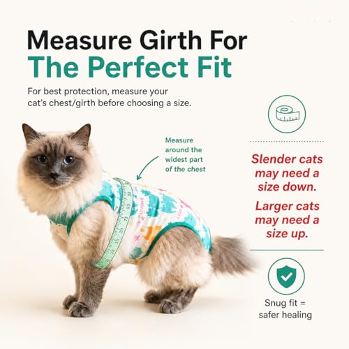 Cat Recovery Suit Surgical Onesie - Post Surgery - Soft Breathable Fabric - No-Cord Design - Protects Wounds and Skin After Spay or Neuter - Male and Female Cats | Large by Chloe Victoria Pets - Image 4
