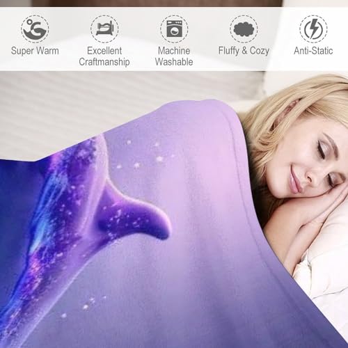 Manta de delfín sofá franela manta cálida reversible para salón 6