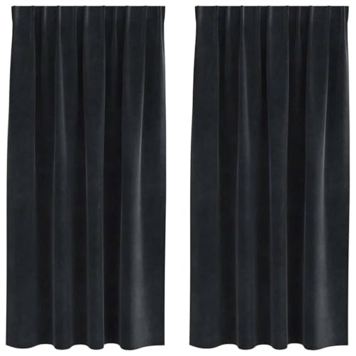 Rideaux occultants noirs 140x175 cm en velours à œillets pour salon et chambre