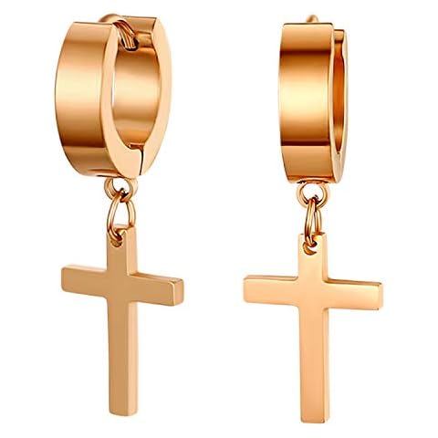 Flongo Vintage Stainless Steel Cross Earrings Cover