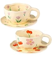 Amazon.com: MAKCNMYM Ceramic Coffee Mug Vintage Flower Mugs 8 oz Cute  Floral Coffee Mugs Irregular Latte Art Cup Lead-free Porcelain Cups for  Cappuccino, Cocoa (4 Pack) : Home & Kitchen