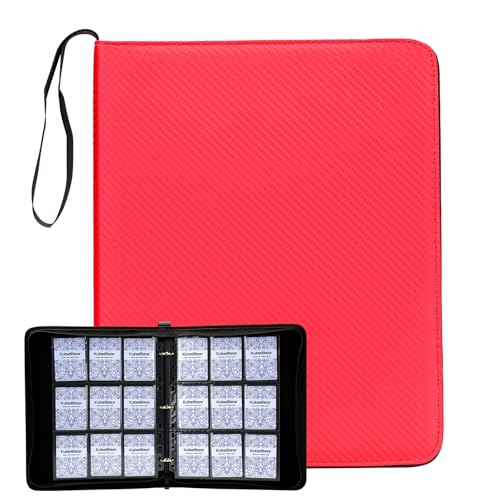 Image of Card Binder - 720 Capacity, Zippered Trading Card Holder for MTG, Sports & Collectible Cards - Acid-Free, Durable & Travel-Friendly Storage (Red, 9 Pocket)
