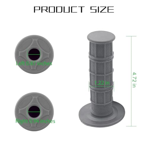 Image of BELOMI Motorcycle Hand Grips, 2PCS 7 /8 inch 22mm 24mm Non-Slip Soft Rubber Handlebars, Comfortable Motorbikes Handle Replacement Protection Accessories, Universal for Dirt Bike, Off Road, ATV(Gray)