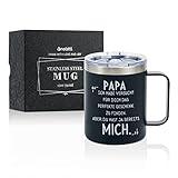 Onebttl Papa Geschenke Kaffeebecher Edelstahl, Vater Geschenke von Tochter Sohn zum Vatertag Geburtstag Weihnachten, Reisebecher mit Deckel, 350ml/12oz