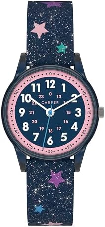 Montre Enfant Cander Berlin MNA 4030 G - Analogique, Étanche 3 ATM, Cadran Violet Avec Étoiles, Bracelet Tissu Doux Montre Avec étoiles