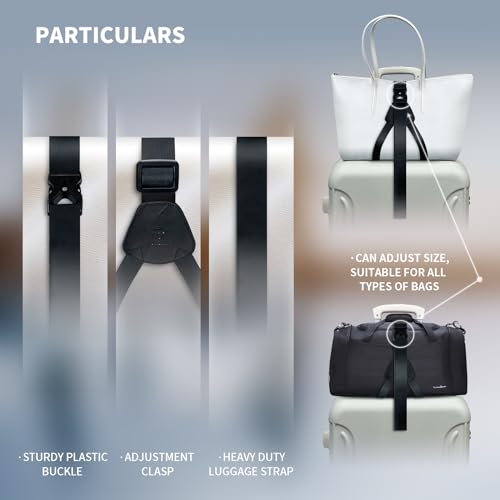 3 in 1 Travel Luggage Cup Holder, Luggage Straps, Shoulder Bag for Suitcases add a Bag，Convenient Travel Carry-on Accessories for Hands-Free Convenience (Black)4