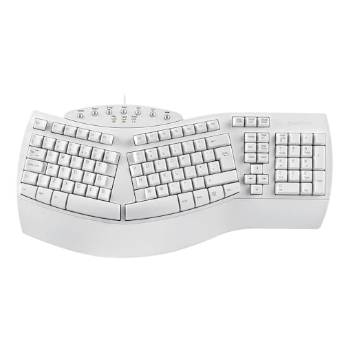 perixx PERIBOARD-512 Clavier filaire ergonomique naturel divisé avec 7 touches multimédia Blanc