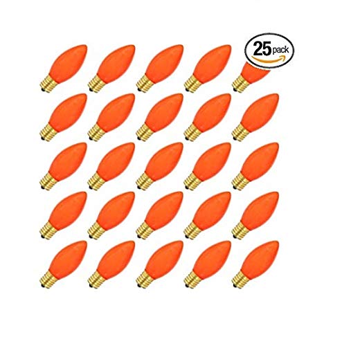 Pack of 25 7-Watt C9 Incandescent, Ceramic Orange, Intermediate (E17) Base, Patio, Party