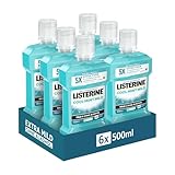 LISTERINE Cool Mint Mild 6 x 500 ml, antibakterielle Mundspülung mit ätherischen Ölen und ohne Alkohol, mildes Mundwasser bekämpft wirksam Bakterien, optimale Ergänzung zur täglichen Zahnpflege