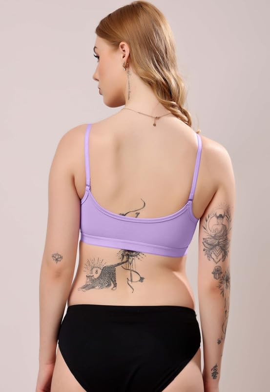 Image of London Hills Women's Cotton Sports Bra for Women Solid Bra Wireless & Non Padded Full Coverage Soft Hold Straps Super Combed Cotton Elastane Stretch Full Coverage Slip-On Active Bra