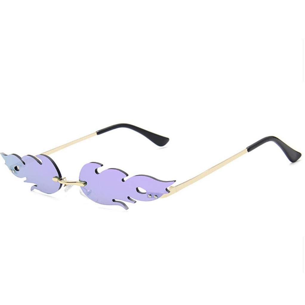 Lankater Men's Style 4 Flame Sunglasses Fire Rimless Wave Glasses Narrow Eyewear Dress-Up Accessories 1Pc
