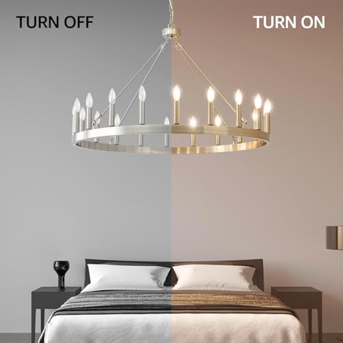 VBKK 40" Brushed Nickel Wagon Wheel Chandelier 20-Light Modern Chandelier by VBKK - Used condition - Image 5