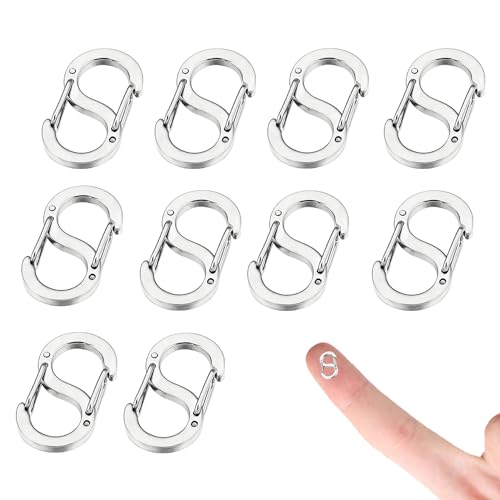 Double Opening Lobster Clasp Necklace Clip Shortener Charm Clasp Stainless Steel S Lock Bracelet Connector Necklace Clip (L(19 * 10mm/0.75 * 0.4in), 10PCS Silver)