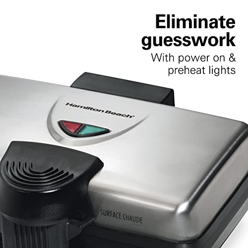 Hamilton Beach Belgian Mini Waffle Maker With Shade Control, Makes 2 At Once, Create Personalized Keto Chaffles And Hash Browns, Non-Stick Plates, Compact Design, Stainless Steel #TOP4