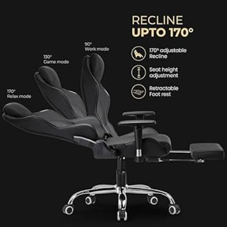 GTPLAYER "Titan Pro Inbuilt Bluetooth Speakers' Gaming Chair, Immersive Audio Experience for Streaming & Gaming, Ergonomic Chair with Adjustable Neckrest, Lumbar Pillow & Footrest (Black)