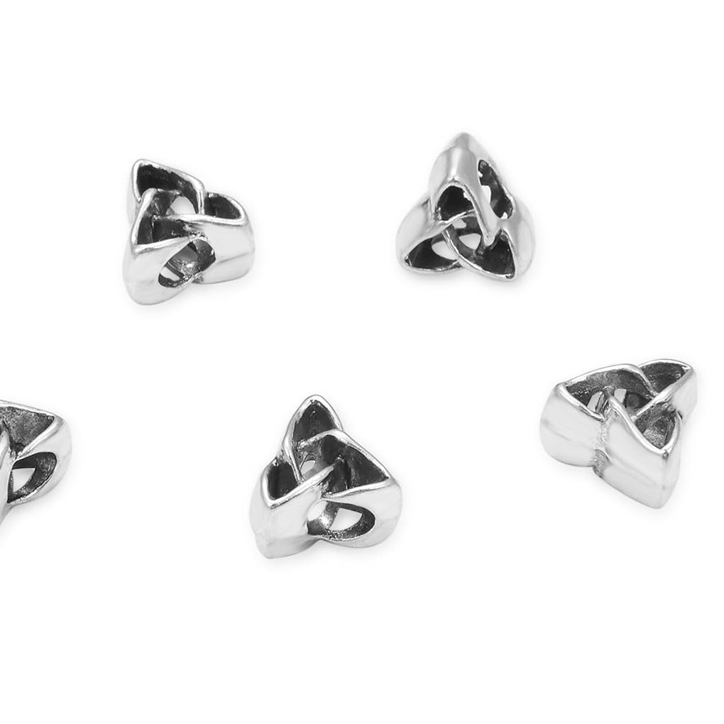 20pcs Triangle Celtic Trinity Knot Sign Large Hole Religious Loose Beads (4.5mm Hole) Antique Silver Metal Spacer for DIY Craft Jewelry Making MEC-D1