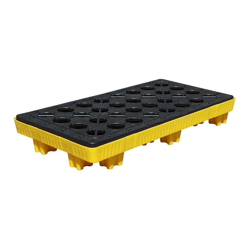 Plataforma antifugas para derrames de tambor de aceite, cubeta de pintura apilable industrial con bolsillos de drenaje y carretilla elevadora, bandeja de envío desmontable (49 x 35 x 9,5 cm)