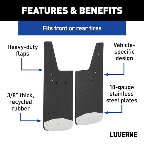 Image of LUVERNE 250423 Front or Rear 12-Inch x 23-Inch Textured Rubber Mud Guards, Select Ford F-150, Lincoln Mark LT, 2 Flaps