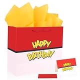SAVITA Birthday Party Gift Bag Set, Red and White Cartoon Animation Theme Goodie Bag Wrapping Paper Greeting Card Envelope for Kids Birthday Party Decoration Supplies