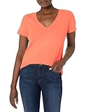 J.Crew Women's Vintage Cotton V-Neck T-Shirt, Neon Coral, Small