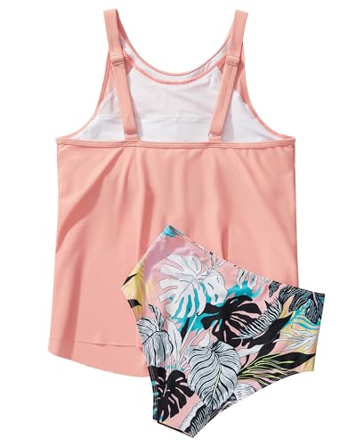 Image of SUUKSESS Women Tummy Control Tankini Bathing Suit Ruffle High Waisted Swimsuit