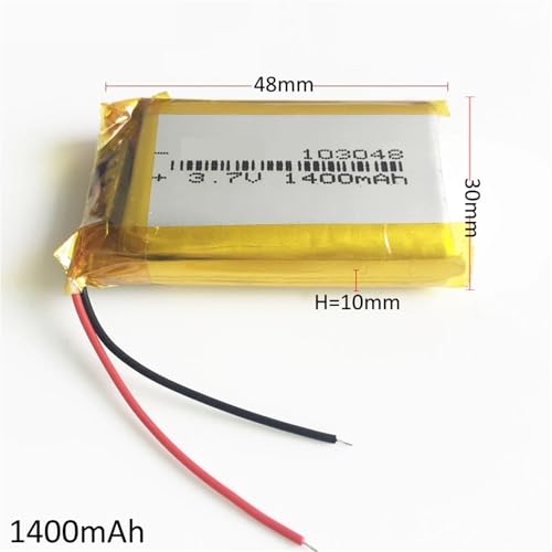 Batería 103048 3.7 V 1400 mAh de polímero de litio recargable con cables libres 2
