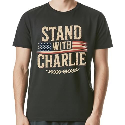 Stand with Charlie Shirt, Free Speech Support Tee, Vintage College Political Political Tee, Justice for Charlie Comfort Colors Shirts Sweatshirt DS12 Black/White