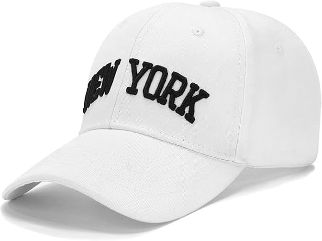 WODXCOR Classic Baseball Cap New York Embroidery 100% Cotton Adjustable Dad Hat Men and Women (White)
