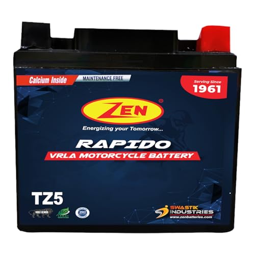 Image of Zen TZ5 12V 5Ah SMF VRLA Rechargeable Battery for Motorcycles Two Wheelers Scooters Bikes