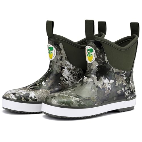 HISEA Kid's Deck Boots Waterproof Lightweight Ankle Rain Boots for Boys Girls Rubber Boots Non-slip Child Rain Shoes