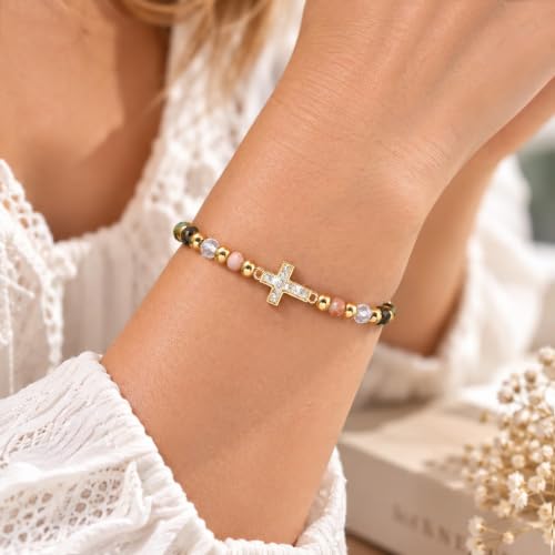 Christian Cross Bracelet for Women - 14K Gold Plated Friendship Gifts - image 4