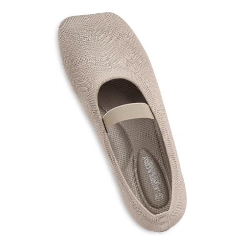 Image of Women's Wide Toe Box Flats Shoes Knit Mary Jane Ballet Flats Comfort Casual Ballerina Walking Dressy Slip-on Shoes with Strap