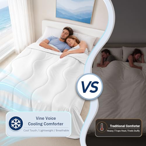 Image of Cooling Comforter for Hot Sleepers, Queen 90x90, Arctic White | Cooling blanket feel, Q-Max >0.4 cool touch, double-sided cooling, Sorona fill, for night sweats, lightweight & breathable