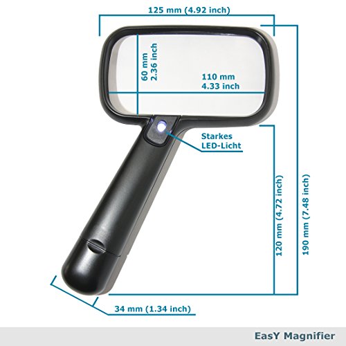 Pocket Magnifying Glass 3X an Elderly Assistant Product for Seniors; Helpful 50th 60th 70th Birthday Gift Set for Women and Men, Mom and Dad (Rec-PM1)
