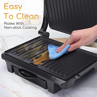 Aigostar Hett pro - Kontaktgrill für Sandwiches, Steak und als Panini Grill, Sandwichmaker mit Antihaftbeschichtung, 1500W Panini Grill mit Abnehmbare Ölsammelbox, 180º Öffnung. – Bild 5